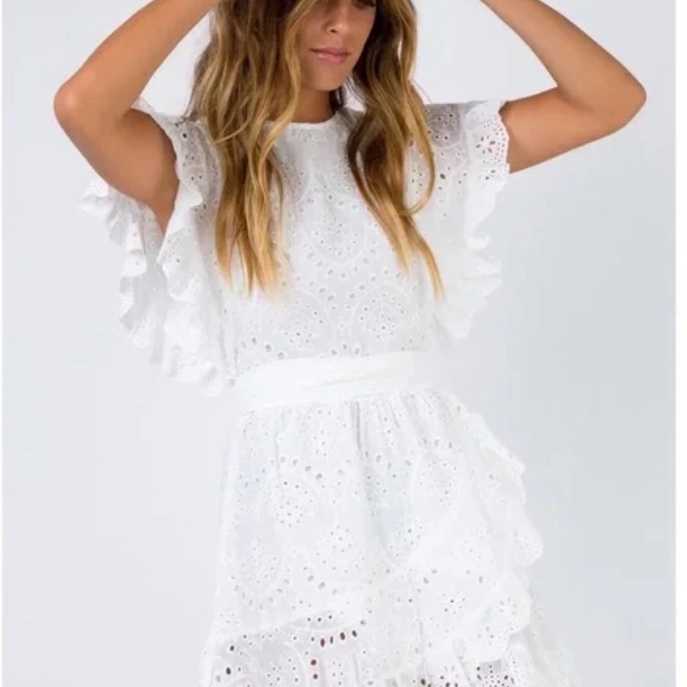 Princess Polly White Eyelet Midi Dress